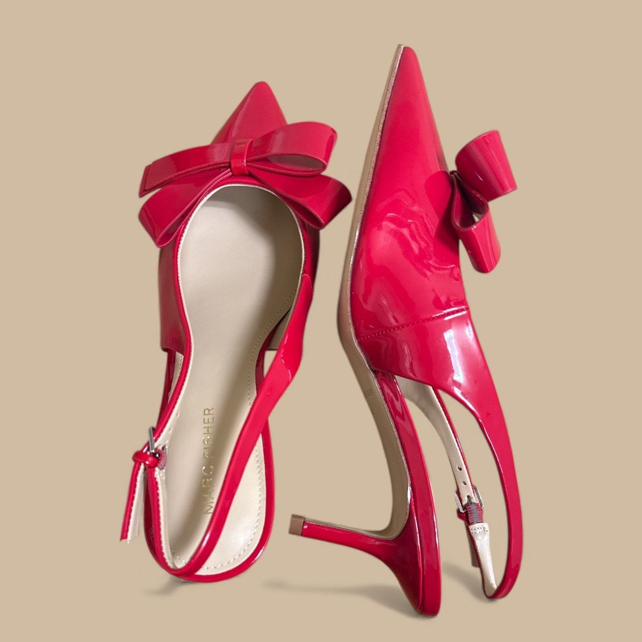 MARC FISHER ALLON SLINGBACK PUMPS, Colour: RED, Size: 8.5 M