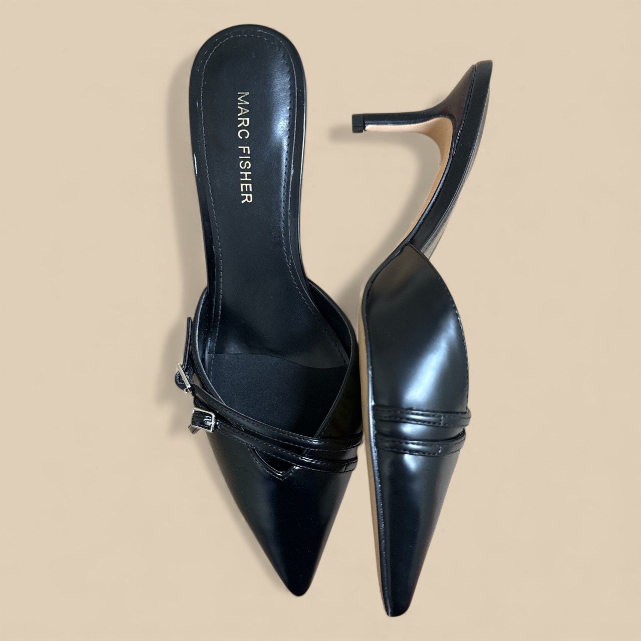 MARC FISHER AMALIA KITTEN HEEL MULE PUMPS