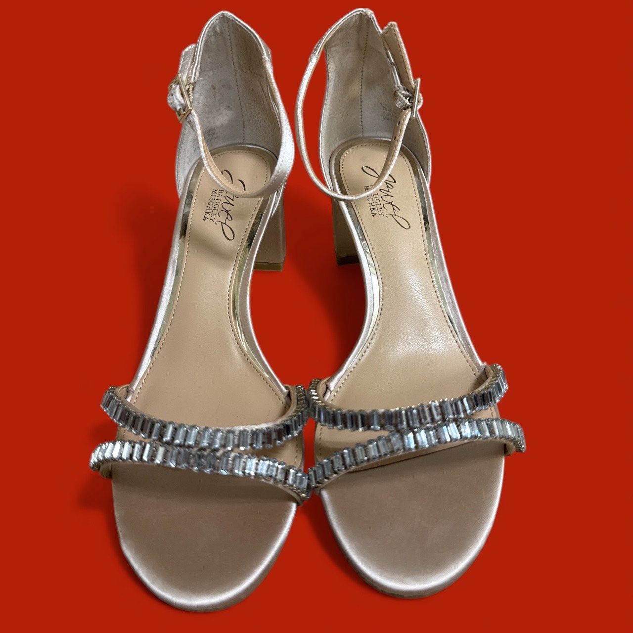 BADGLEY MISCHKA JOANNE BLOCK HEEL EVENING SANDALS