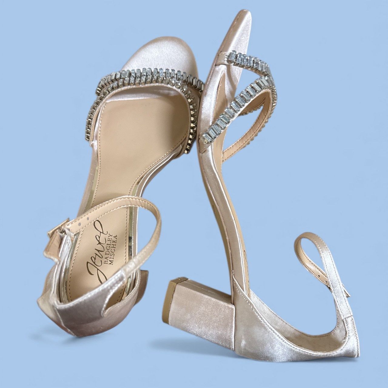 BADGLEY MISCHKA JOANNE BLOCK HEEL EVENING SANDALS