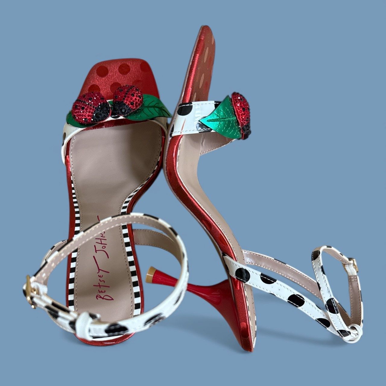 BETSEY JHONSON LOLLA LADYBUG HIGH HEEL DRESS SANDAL