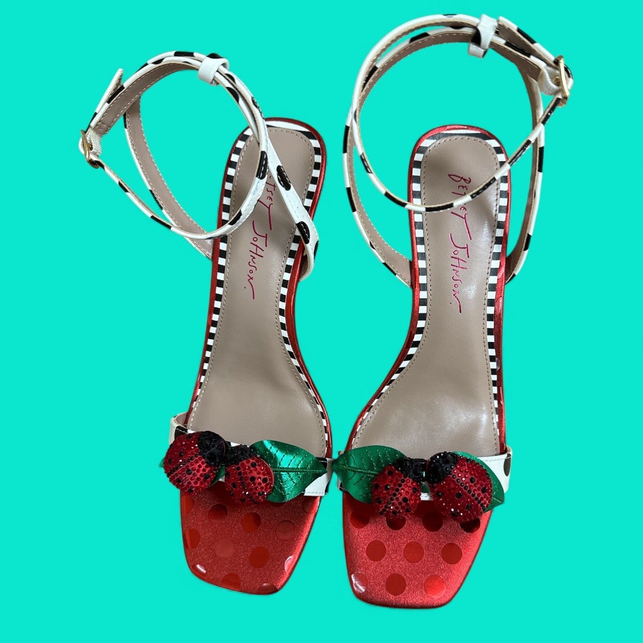 BETSEY JHONSON LOLLA LADYBUG HIGH HEEL DRESS SANDAL