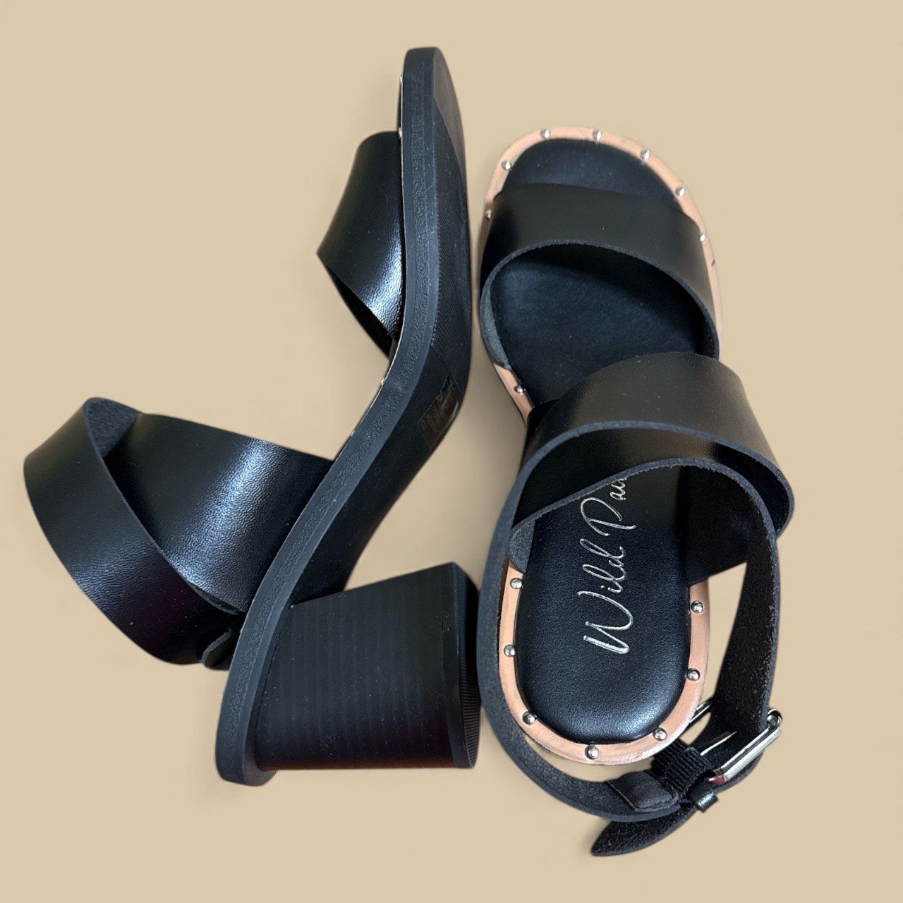 WILD PAIR ELLIAN BLOCK HEEL DRESS SANDAL, Colour: BLACK, Size: 7.5 M