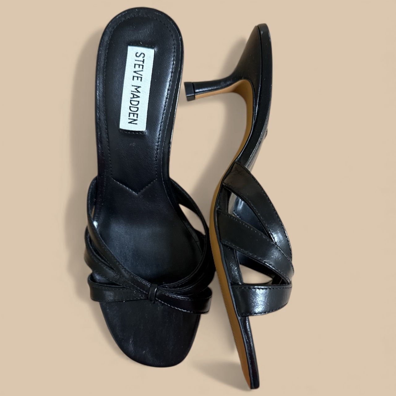 STEVE MADDEN CARY STRAPPY KITTEN SANDAL, Colour: BLACK, Size: 7