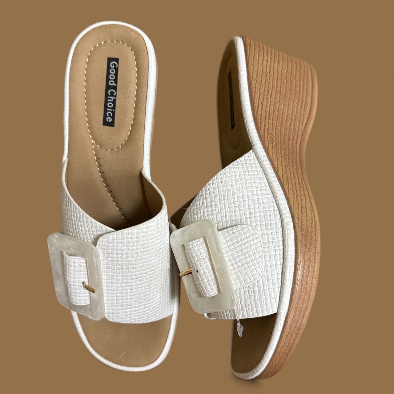 GOOD CHOICE TERI WEDGE SANDAL, Colour: WHITE, Size: 7