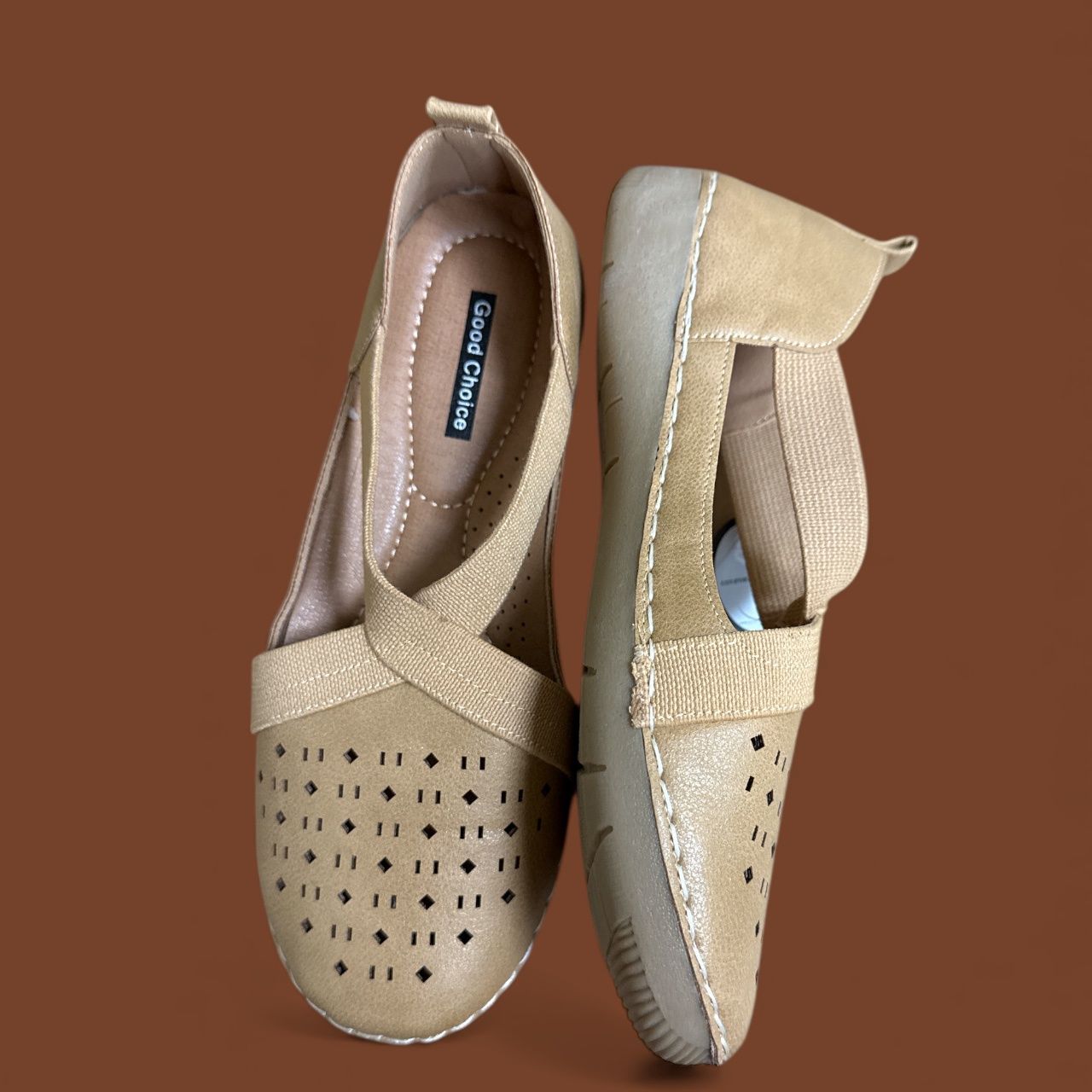 GOOD CHOICE GENNY FLAT CASUAL FLAT, Colour: TAN, Size: 7.5