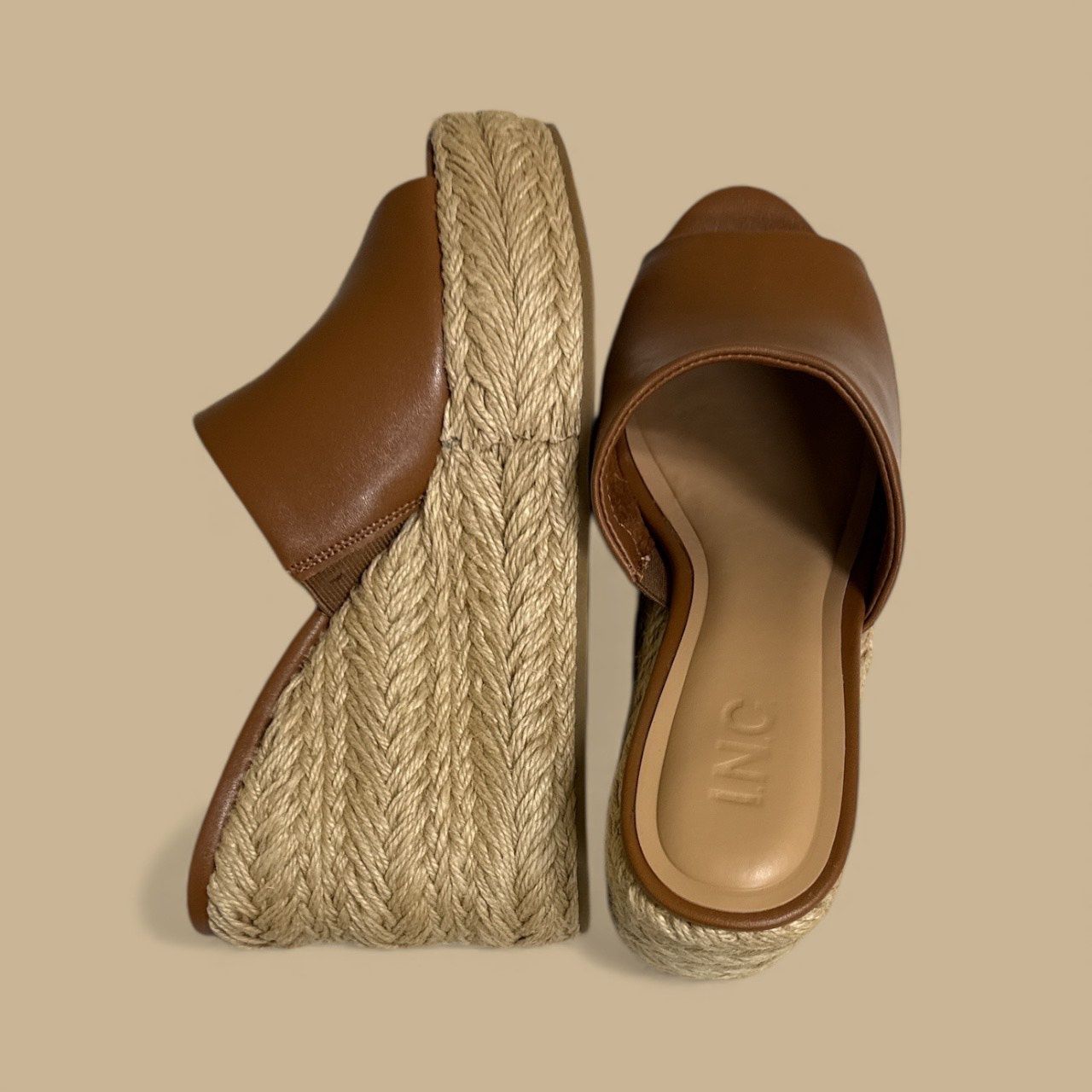 I.N.C CICILY ESPADRILLE WEDGE SANDAL, Colour: BROWN, Size: 8 M
