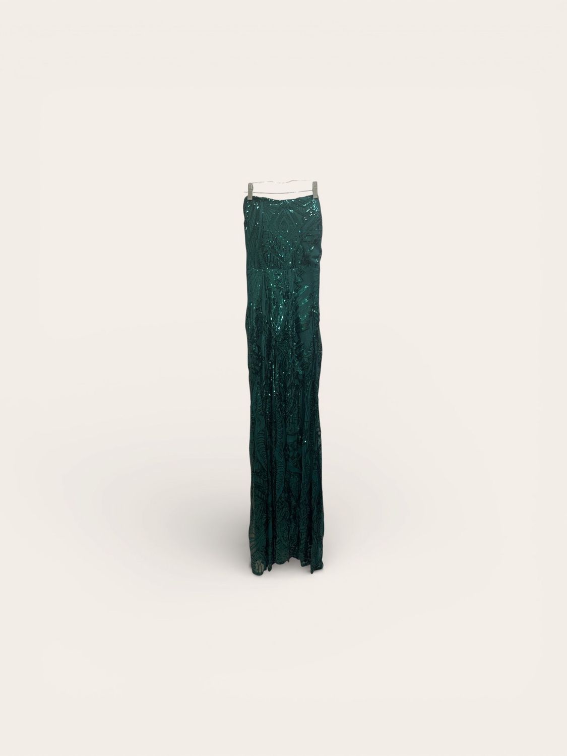 CRYSTAL DOLL JUNIOR SEQUINED LACE UP BACK GOWN