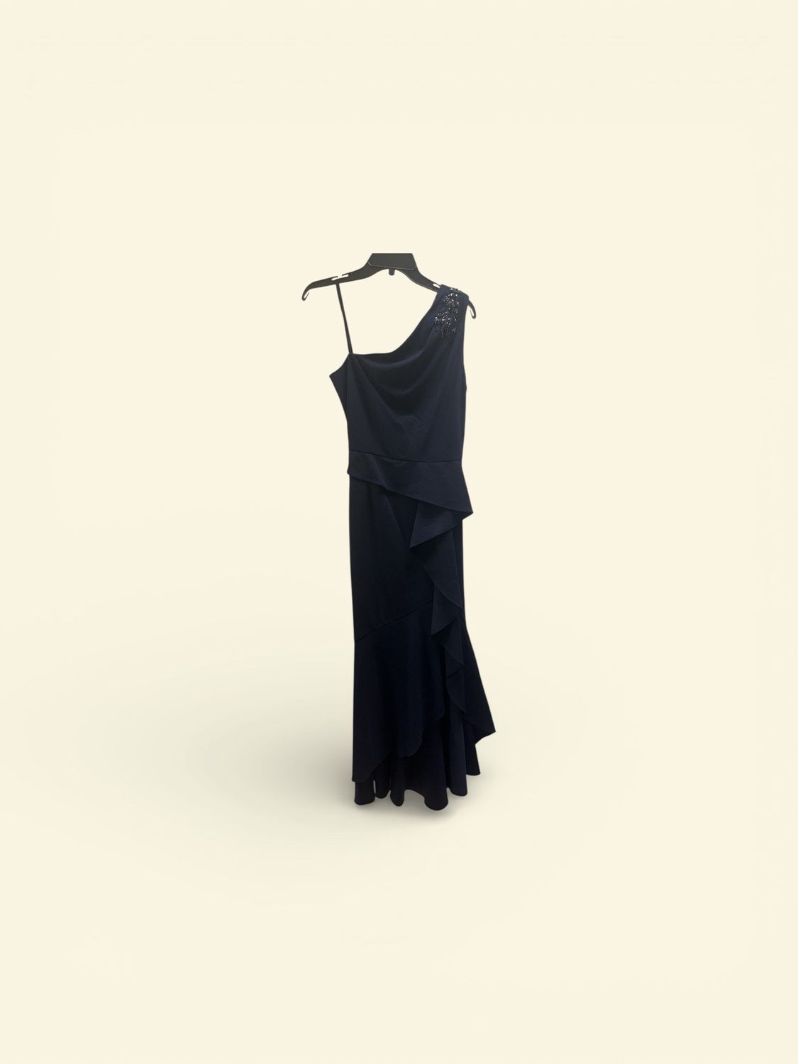 ADRIANNA PAPELL BEAED KNIT CREPE GOWN