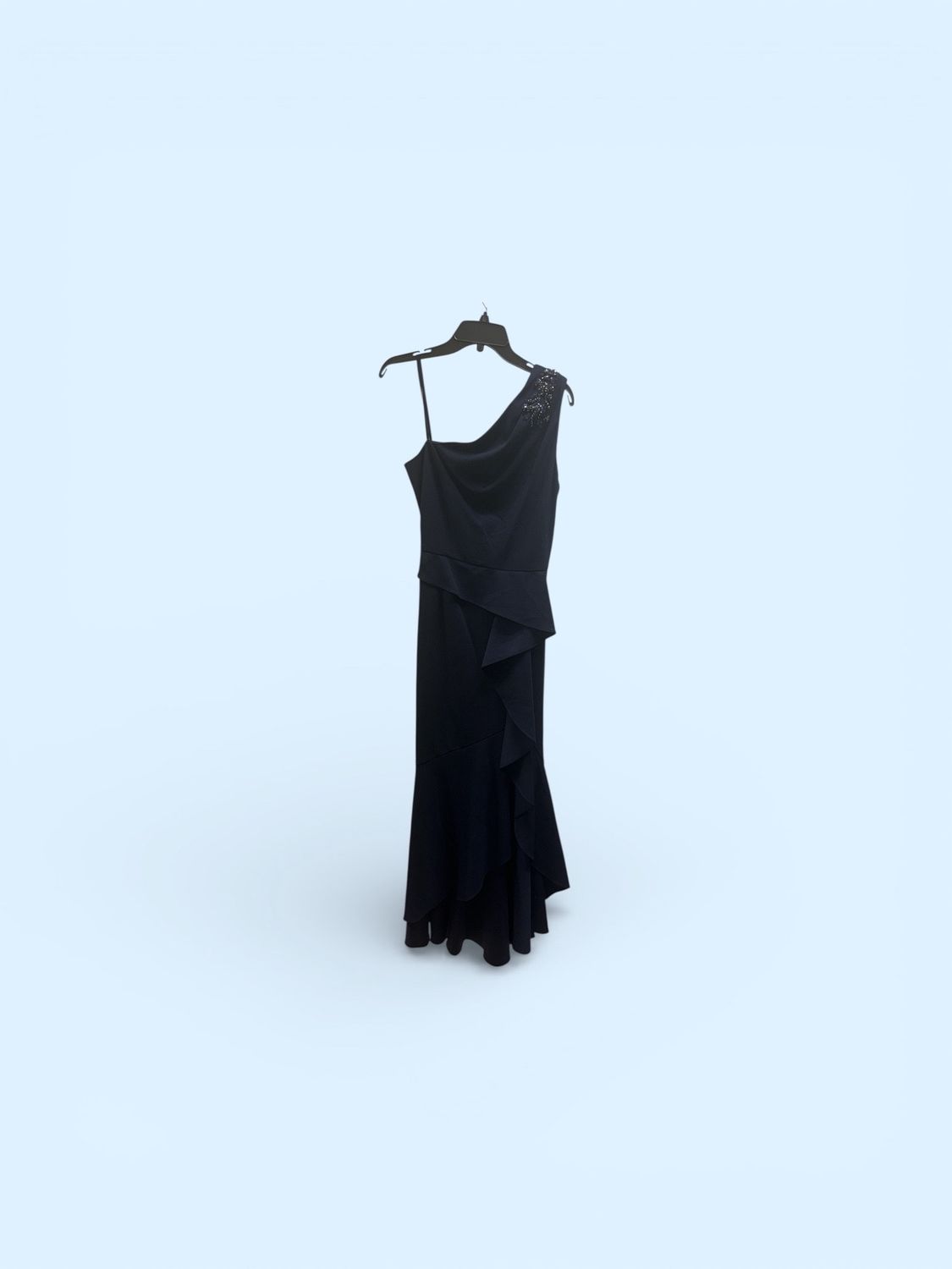 ADRIANNA PAPELL BEAED KNIT CREPE GOWN