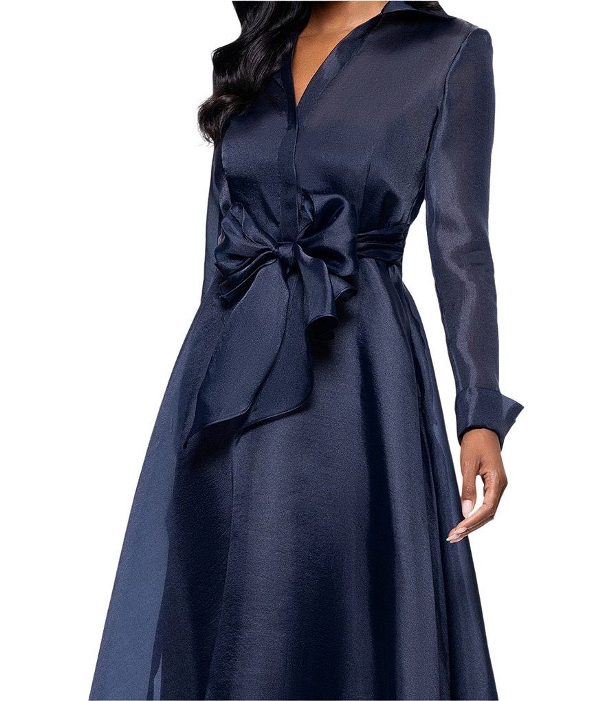 BETSY &amp; ADAM COLLARED FIT AND FLARE 2 PCS GOWN, Colour: NAVY, Size: 12
