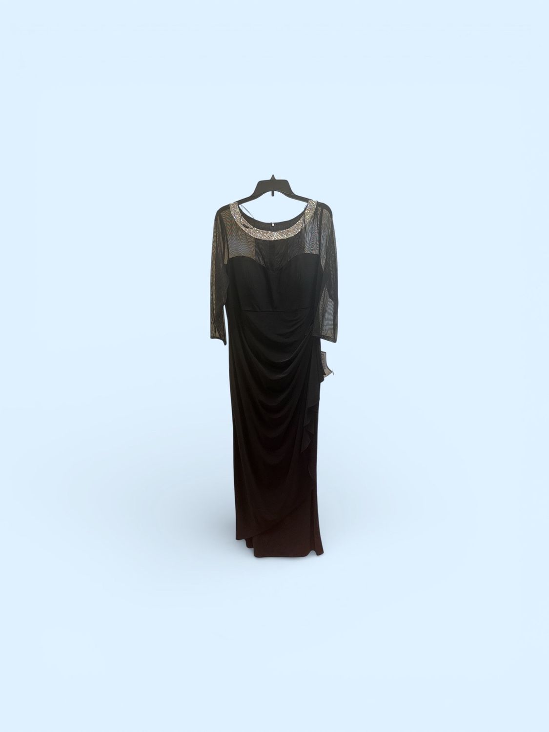 ALEX EVENINGS BOAT NECK SIDE SLIT DRESS