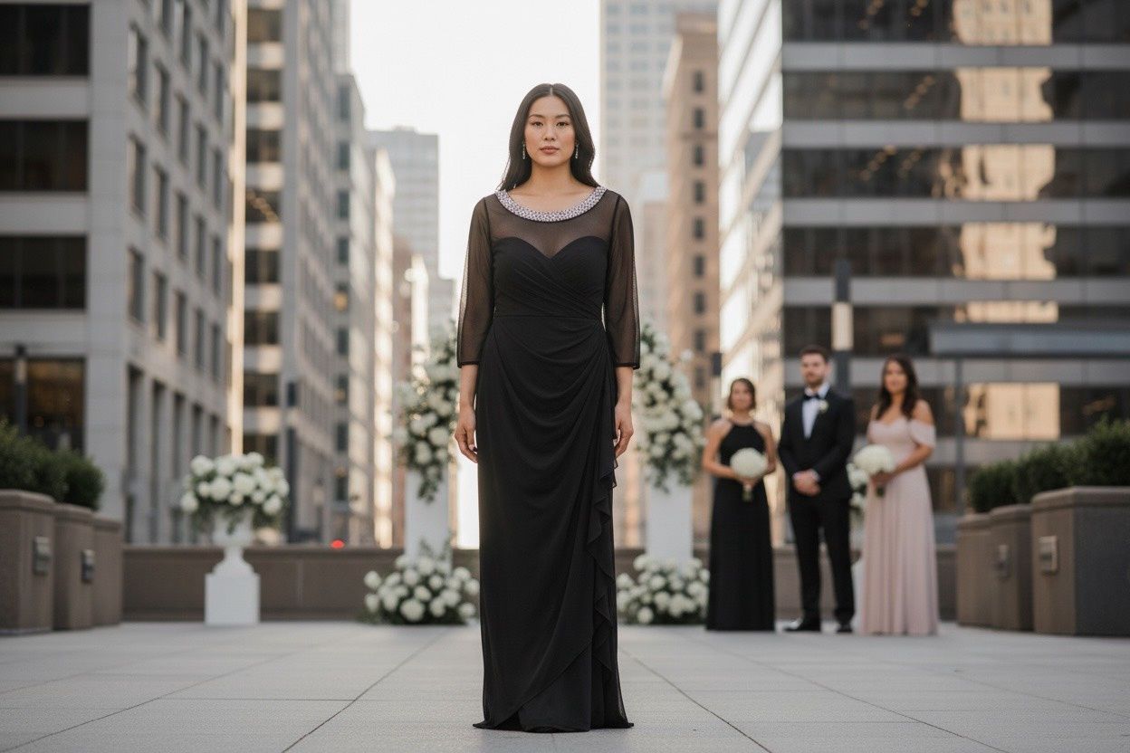 ALEX EVENINGS BOAT NECK SIDE SLIT DRESS, Colour: BLACK, Size: 16