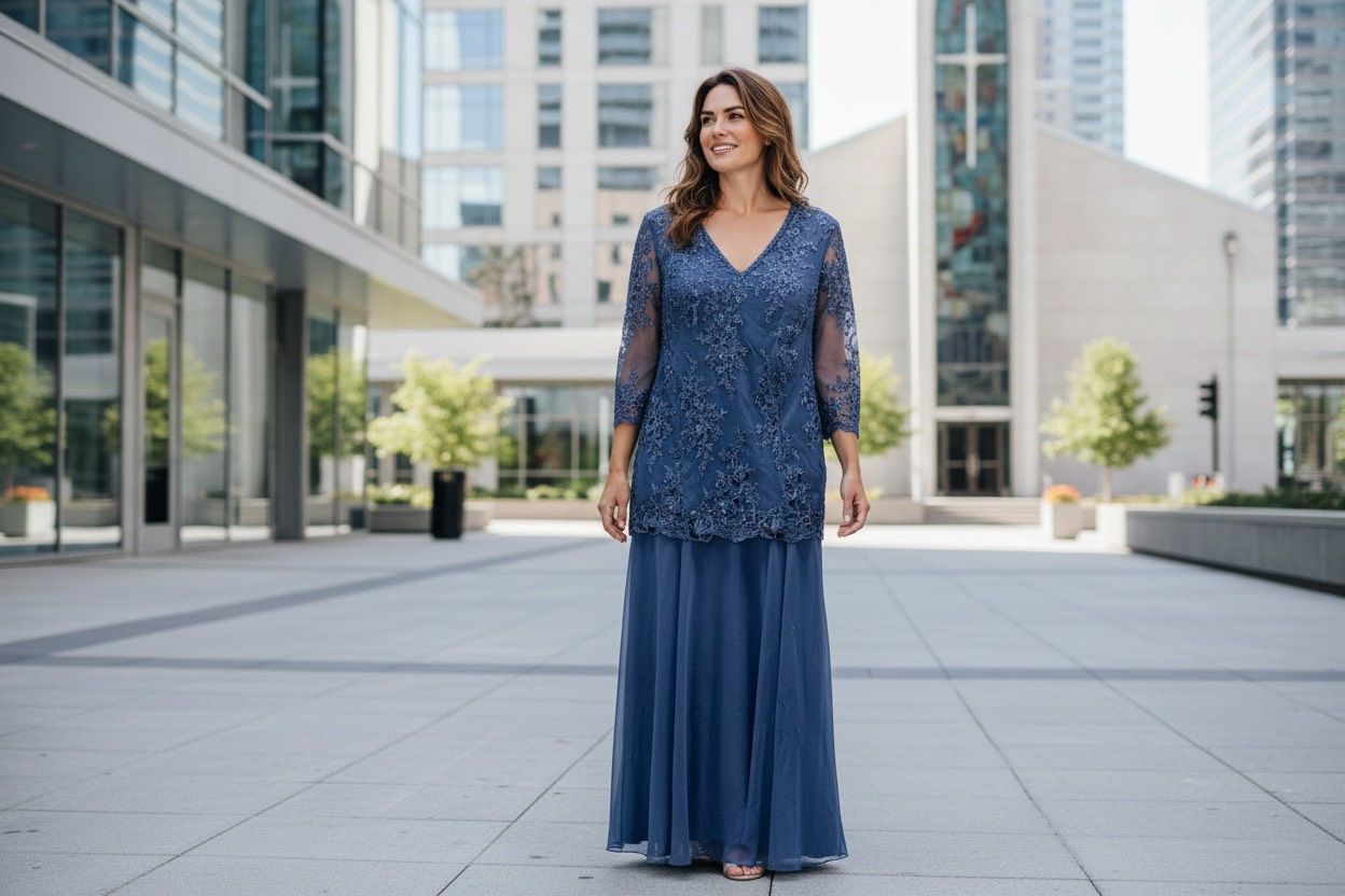 ALEX EVENINGS V-NECK SEQUIN CHIFFON DRESS