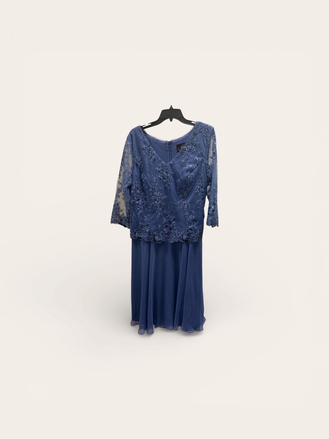 ALEX EVENINGS V-NECK SEQUIN CHIFFON DRESS