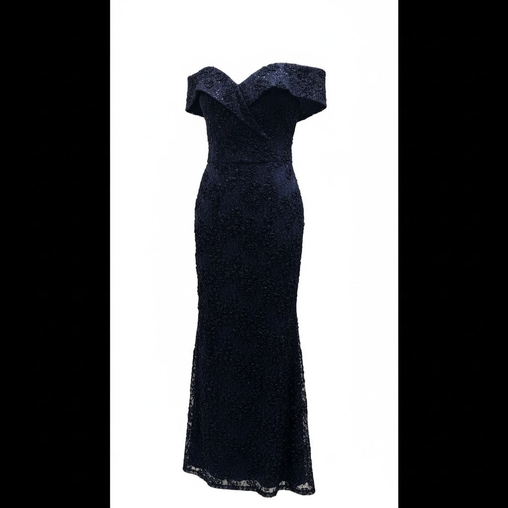 XSCAPE EVENINGS JILL OFF THE SHOULDER LACE GOWN