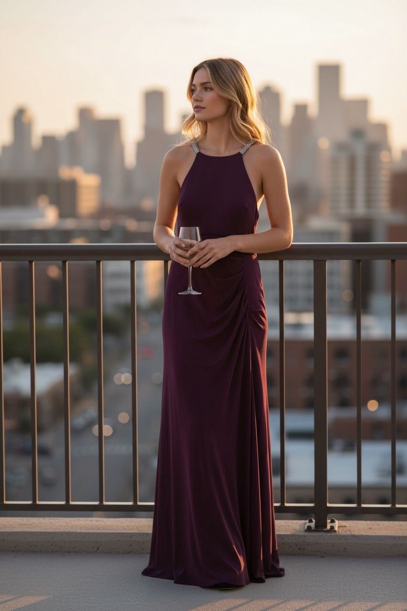 BETSY &amp; ADAM SLEEVELESS GOWN DRESS