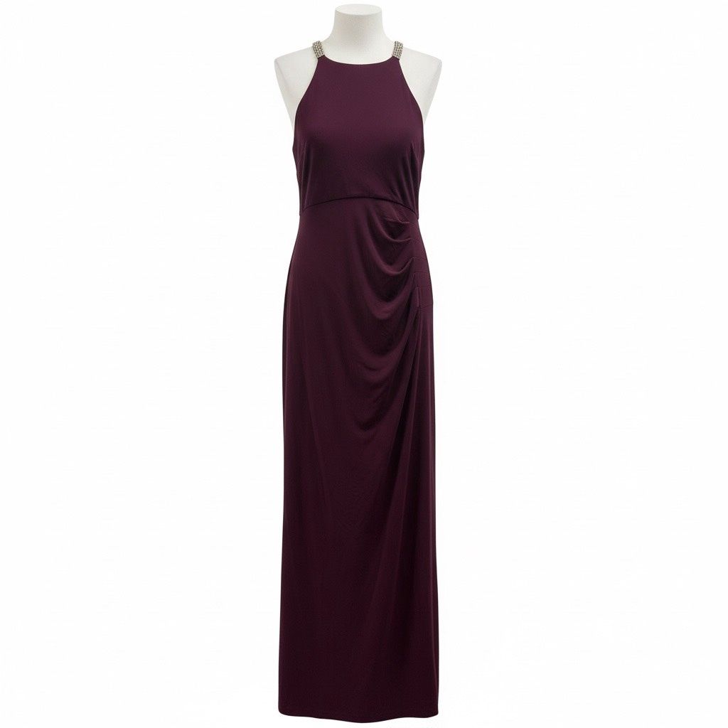 BETSY &amp; ADAM SLEEVELESS GOWN DRESS, Colour: BURGUNDY, Size: 16