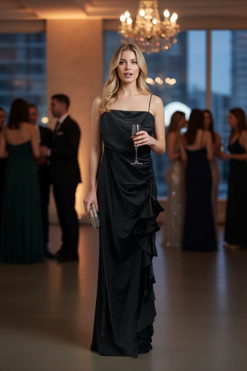 EMERALD SUNDAE JUNIOR RUFFLED EVENING GOWN