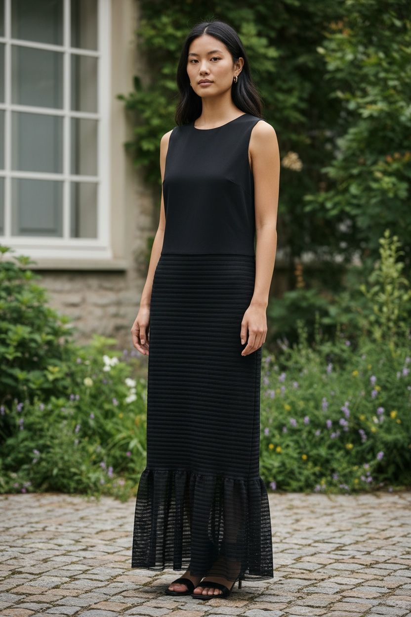 ADRIANNA PAPELL PLUS SIZE SHADOW STRIPED DRESS