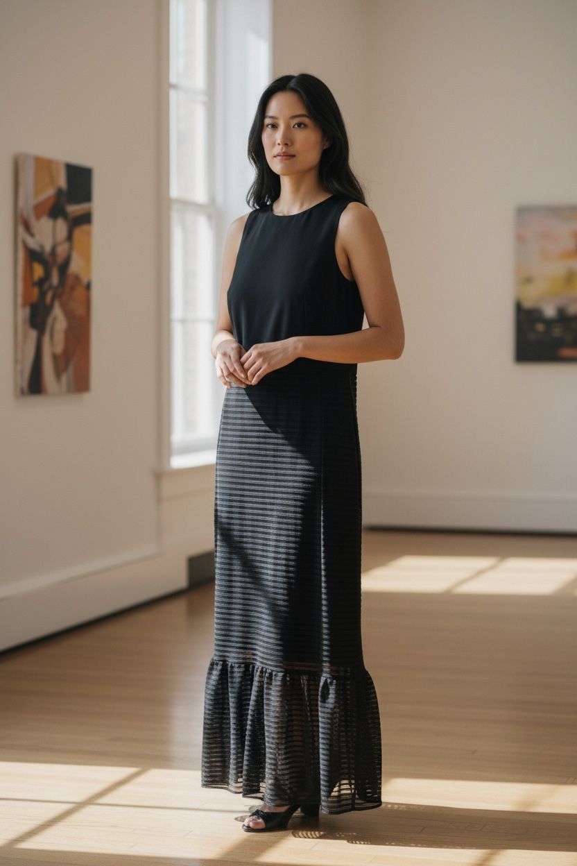 ADRIANNA PAPELL PLUS SIZE SHADOW STRIPED DRESS, Colour: BLACK, Size: 18 W