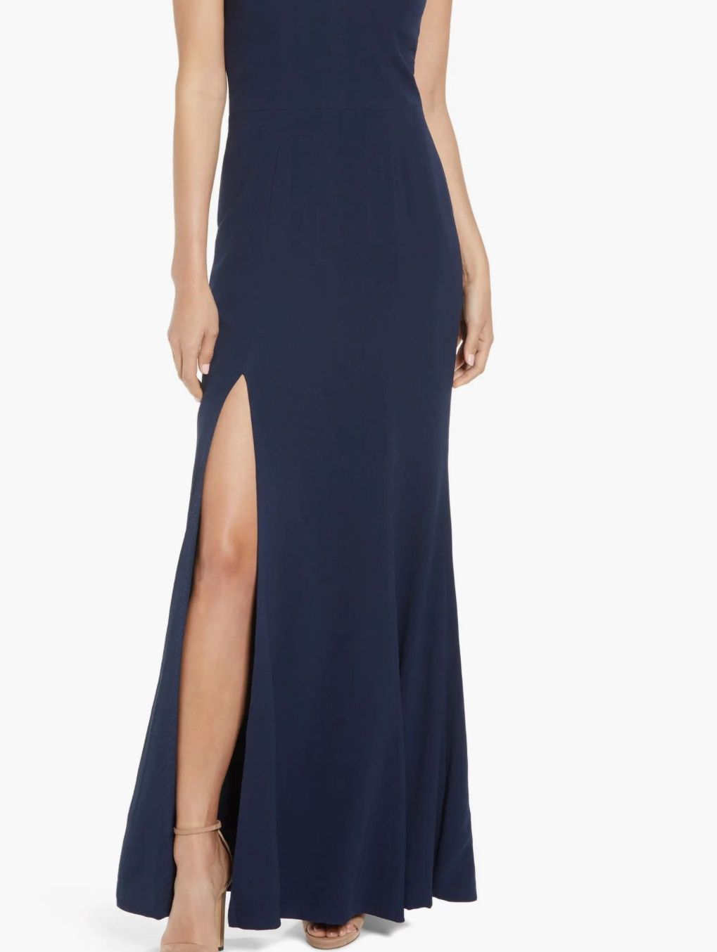 DRESS THE POPULATION IRIS SLIT CREPE GOWN