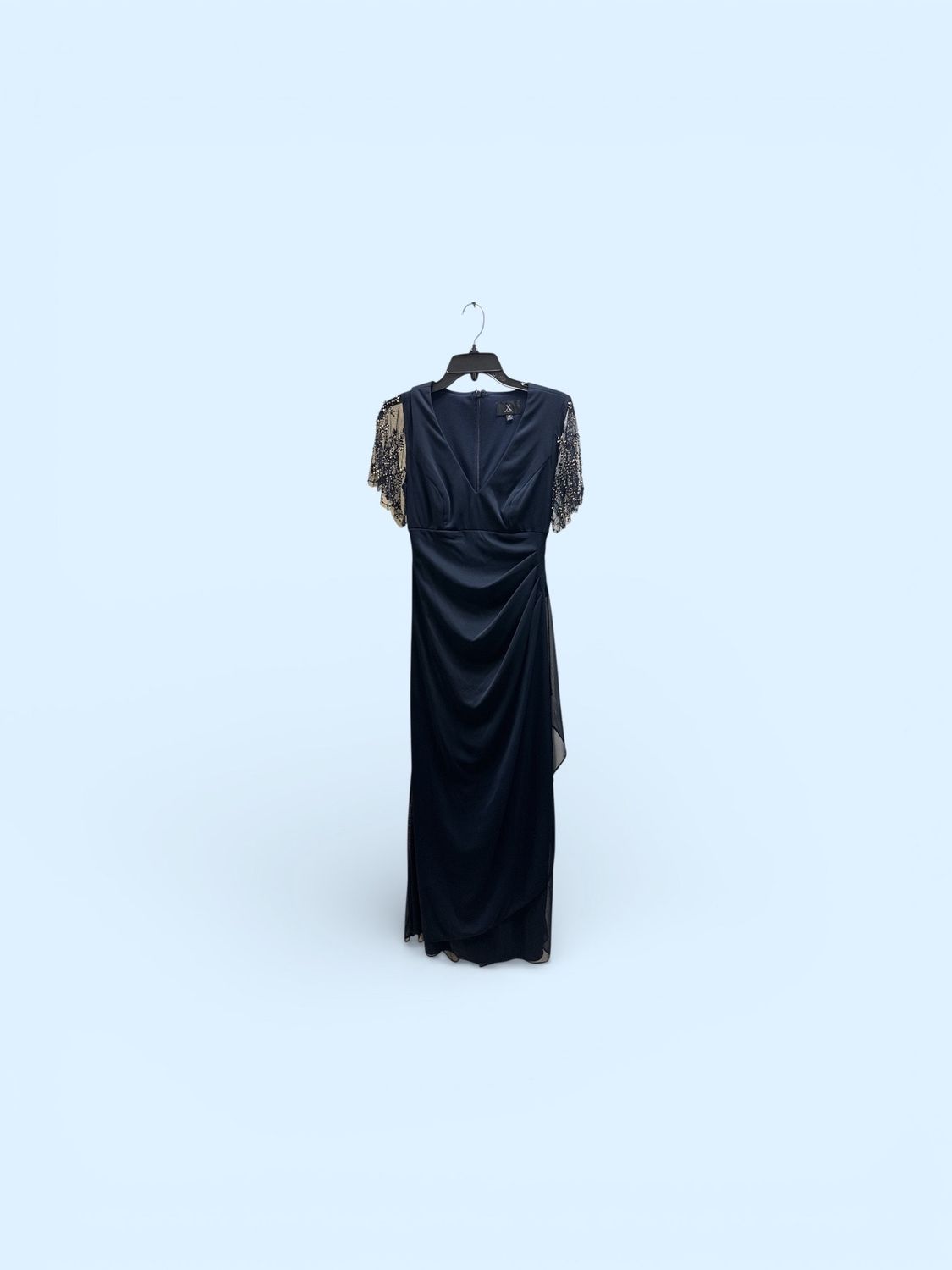 XSCAPE V- NECK FIT &amp; FLARE GOWN