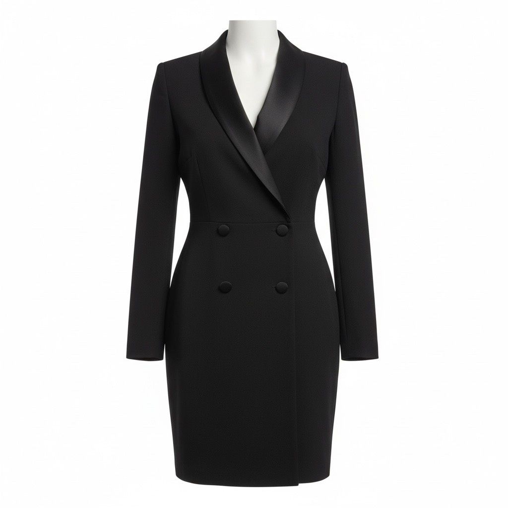 ADRIANNA PAPELL TUXODO LONG SLEEVE SHEATH DRESS