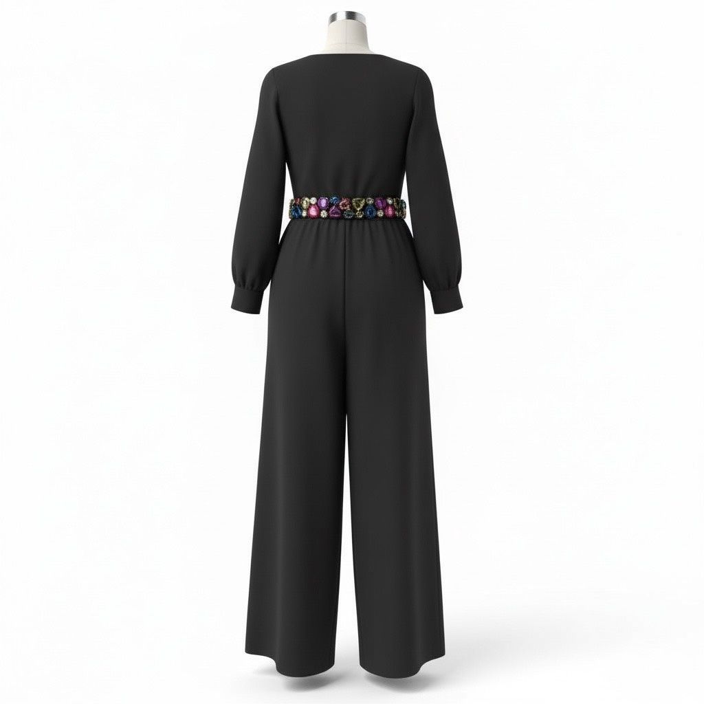 DRESS THE POPULATION PILAR BELTED JUMPSUIT