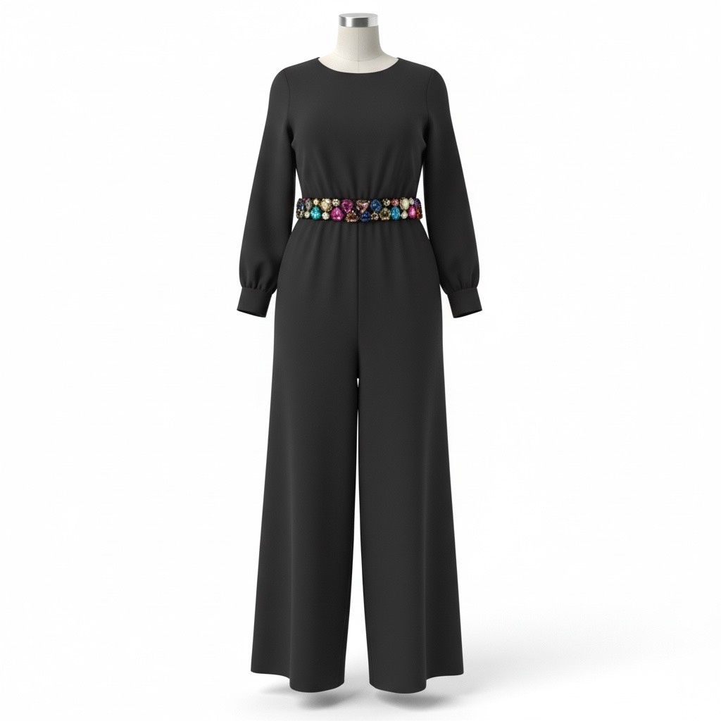DRESS THE POPULATION PILAR BELTED JUMPSUIT