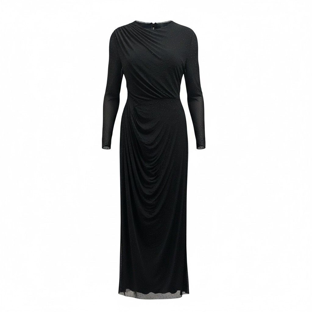 BETSY &amp; ADAM EMBELLISHED RUSHED GOWN