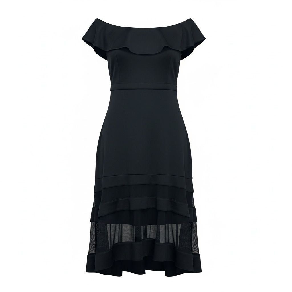 XSCAPE ILLUSION HIGH-LOW FLARE DRESS