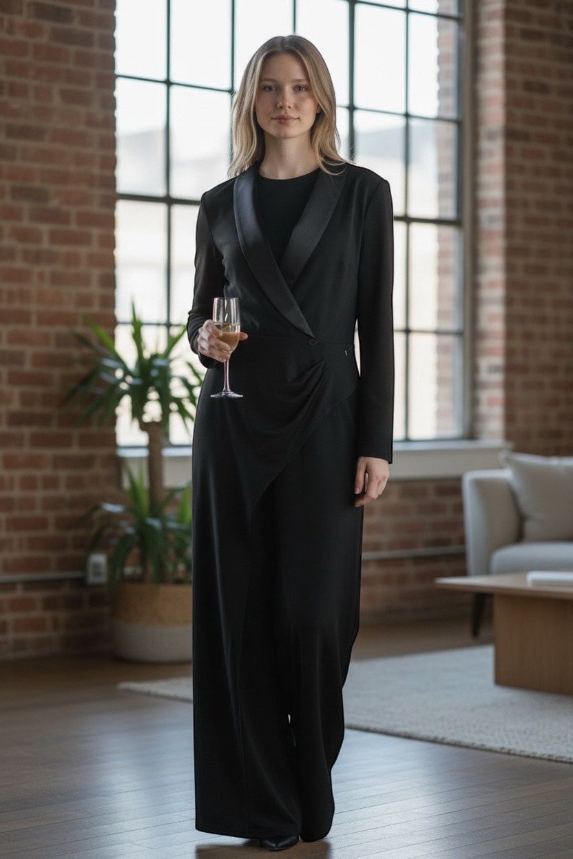 ADRIANNA PAPELL SATIN CREPE JUMPSUIT