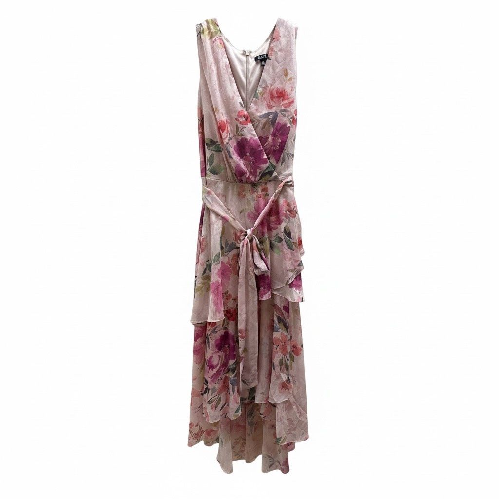 SLNY FASHION NEW YORK FLORAL - PRINT CHIFFON HIGH LOW DRESS