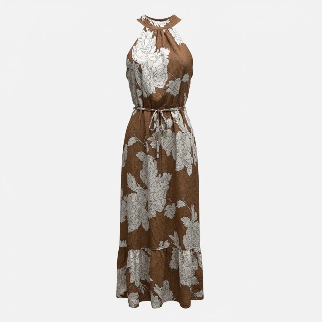 ENGLISH FACTORY FLORAL HALTER MAXI DRESS