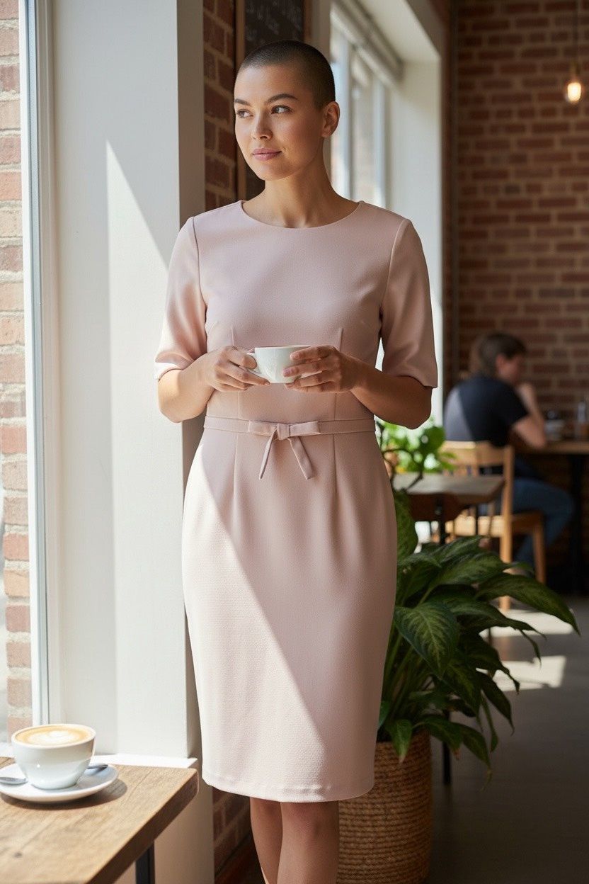 ADRIANNA PAPELL SHORT SLEEVE WAIST SHEATH DRESS