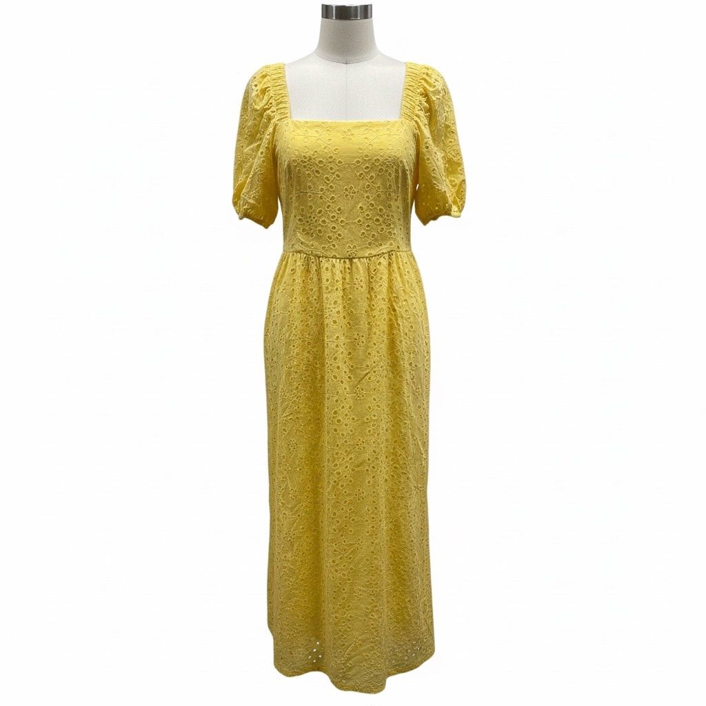 CECE SQUARED - NECK BUBBLE SLEEVE COTTON DRESS