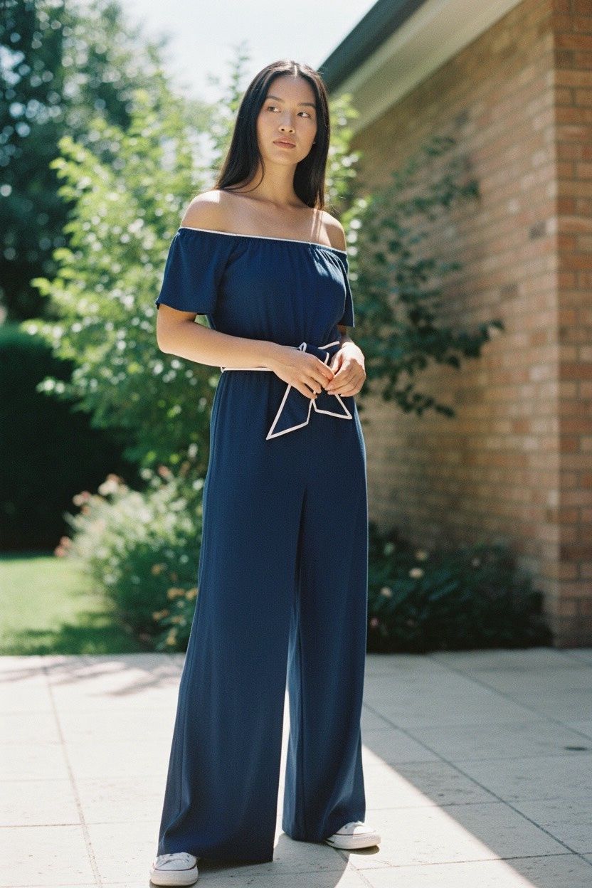 ADRIANNA PAPELL KNIT CREPE TIE JUMPSUIT