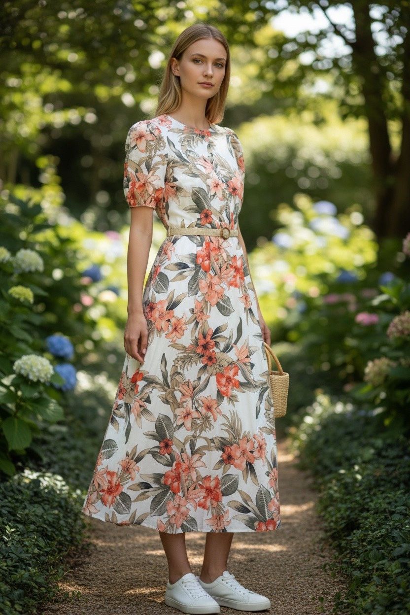 KASPER SHORT PUFF SLEEVE SHIRTDRESS