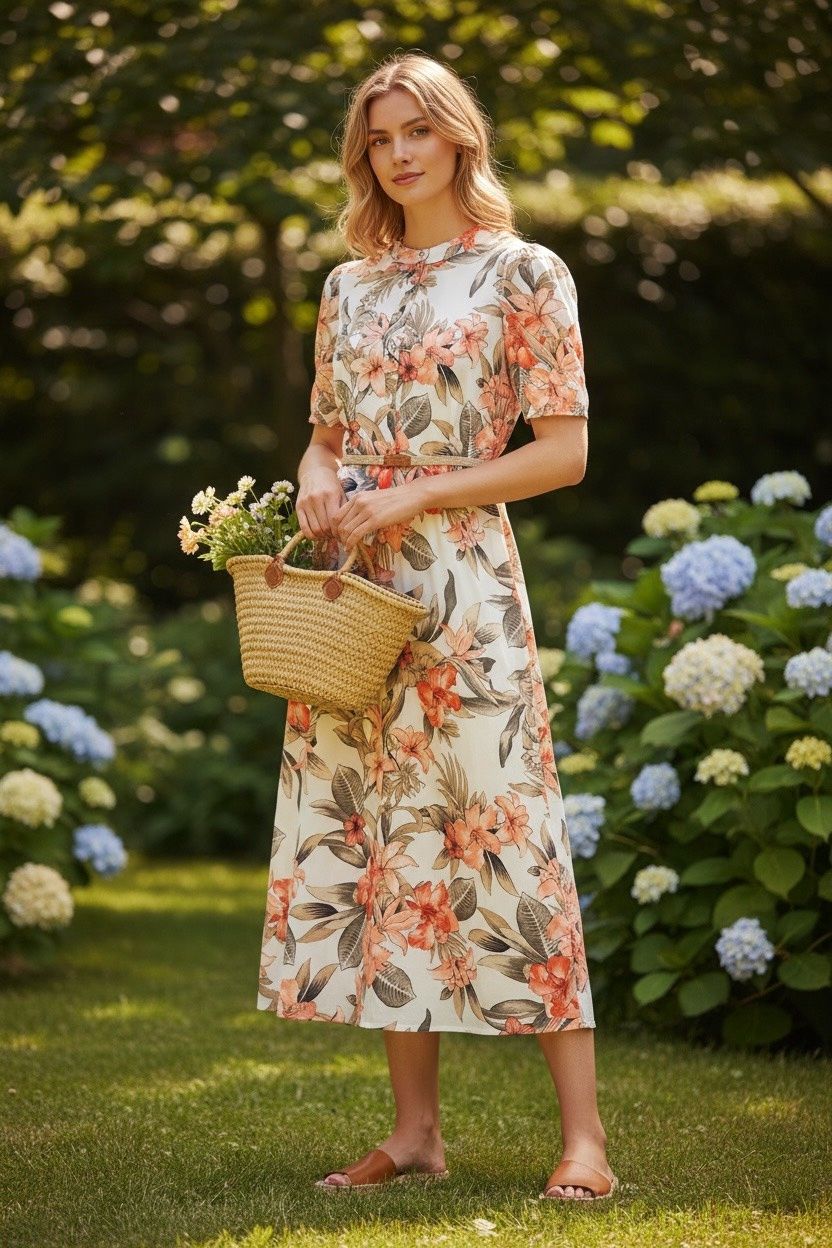 KASPER SHORT PUFF SLEEVE SHIRTDRESS