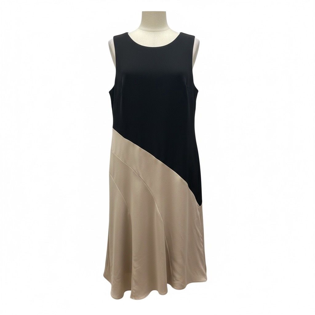 DKNY ASYMMETRIC COLORBLOCKED SLEEVELESS DRESS