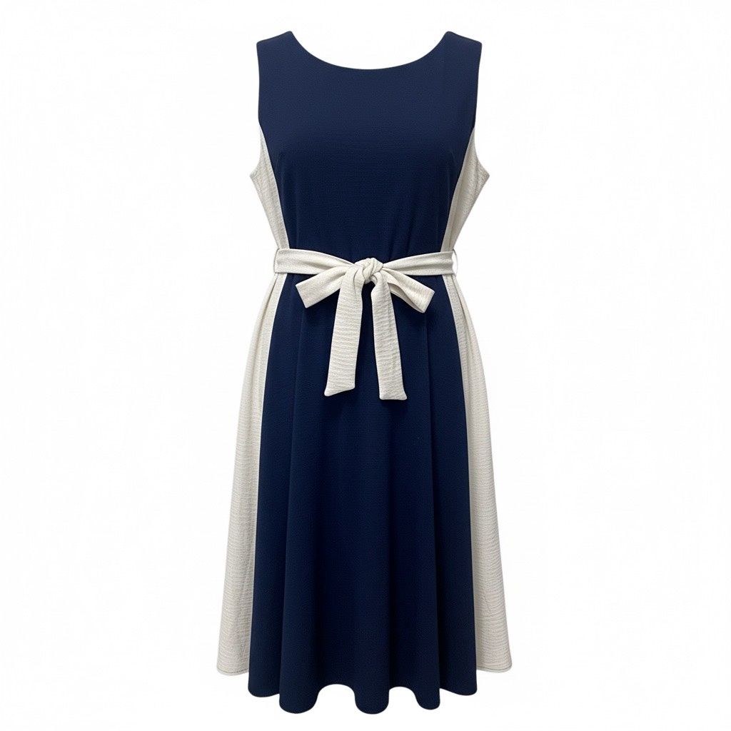 CONNECTED APPAREL TWO TONE TIE WAIST DRESS