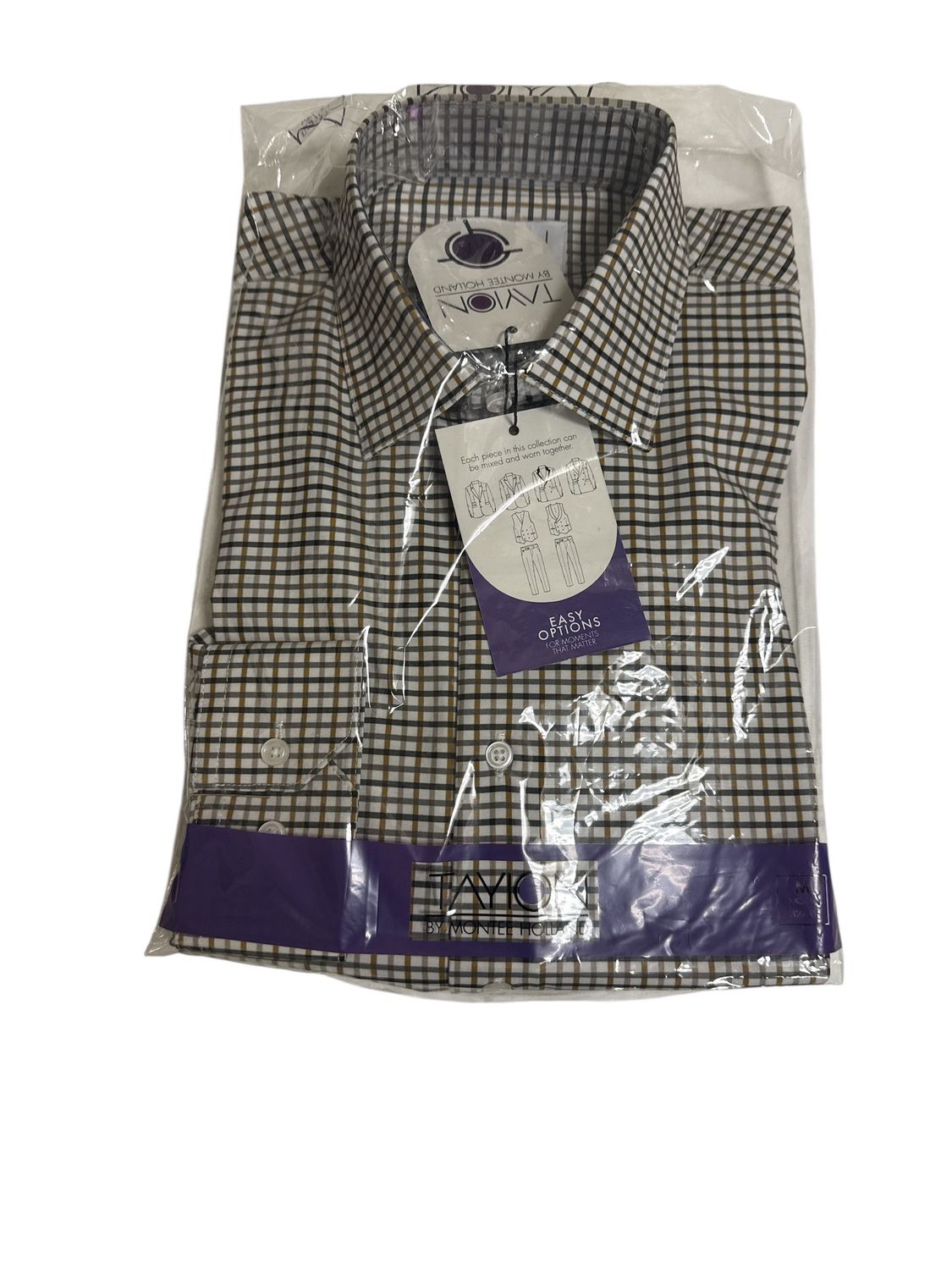 TAYION COLLECTION SLIM FIT PLAID DRESS SHIRT