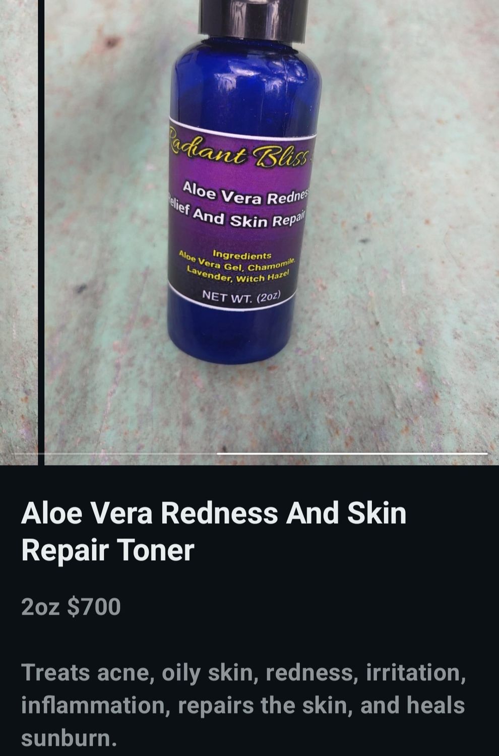 Aloe redness and repair toner