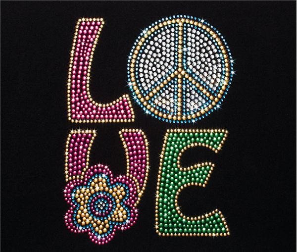Rhinestone Love/peace sign Shirt or Tank