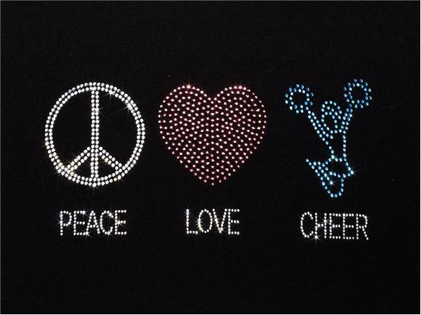 Rhinestone Peace Love Cheer Tshirt or Tank