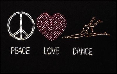 Rhinestone Peace Love Dance Tshirt or Tank