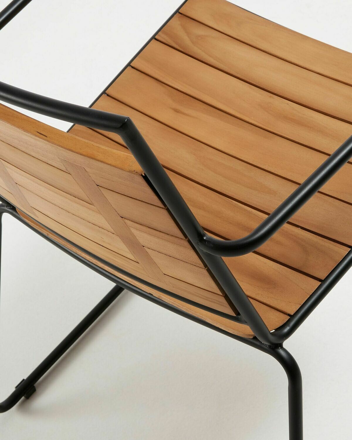 Silla de exterior Komfort madera maciza de teca y acero galvanizado
