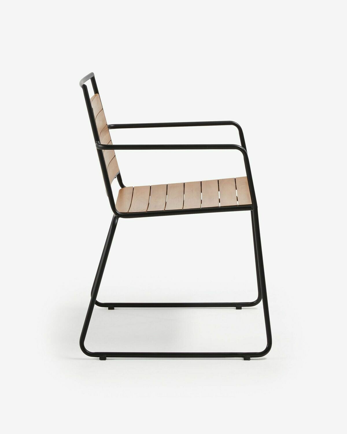 Silla de exterior Komfort madera maciza de teca y acero galvanizado