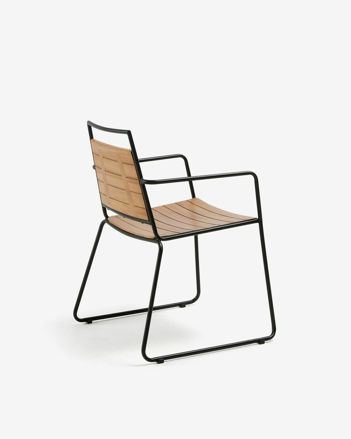 Silla de exterior Komfort madera maciza de teca y acero galvanizado